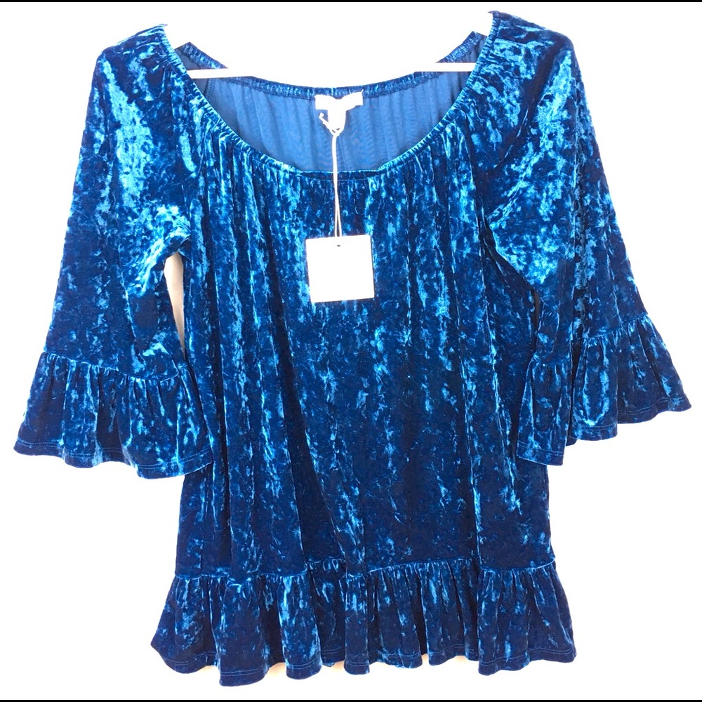 Beachlunchlounge Blouse Velvet Size M NWT